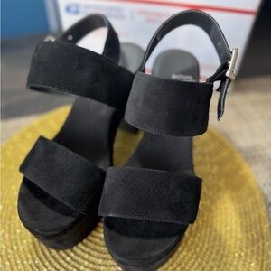 Jeffrey Campbell Black Suede Platform Sandals